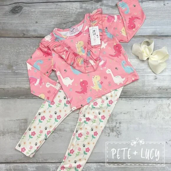 Pete + Lucy Delightful Dinos 2 pc Outfit size 10/12 - Picture 1 of 1